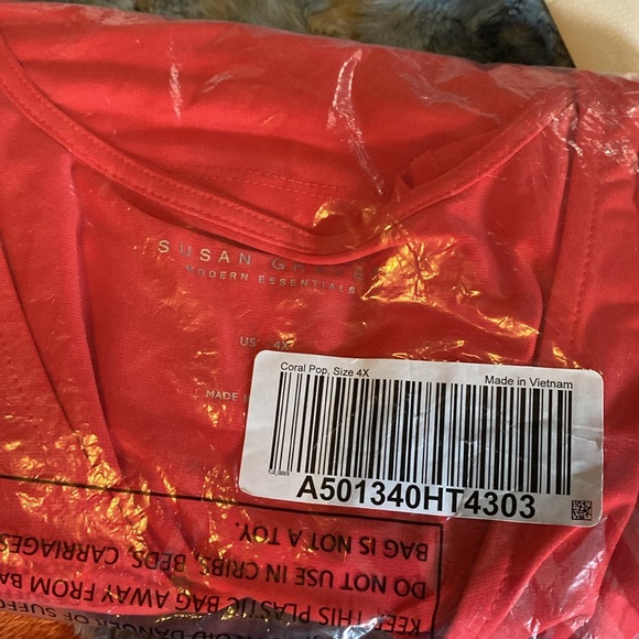 Susan Graver Modern Essential Regular Liquid Knit Tunic - Coral Pop NIB Size 4X - Picture 6 of 9